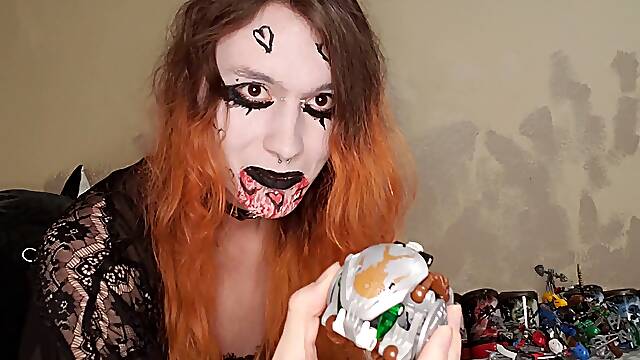 Goth Trans nymph instructs Bionicles Lore for Valentines Day