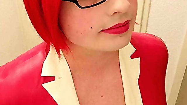 Red Hair Latex Sissy Nurse