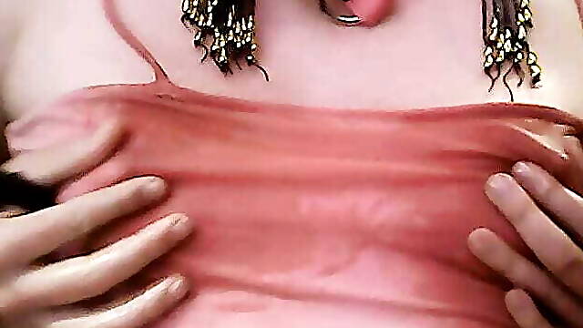 Sissy sarah69 oiled small boobs, wet t-shirt