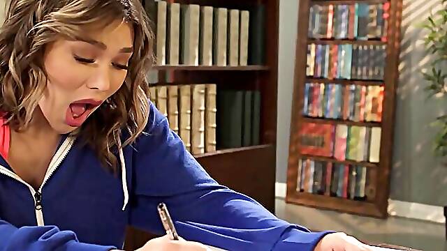 TRANSFIXED - Lesbian Student Wants A Taste Of Bestie Emma Roses &amp; Hot Librarian Kasey Keis Cocks