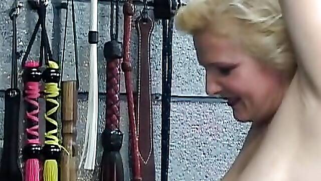 A thick blonde lady needs a good spanking because she is a naughty girl