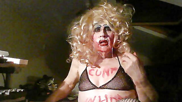 Tranny cumdump slag, tgurl, sissy Sarah Millward, craves cock, wanks, smokes, uses mouth and nose...
