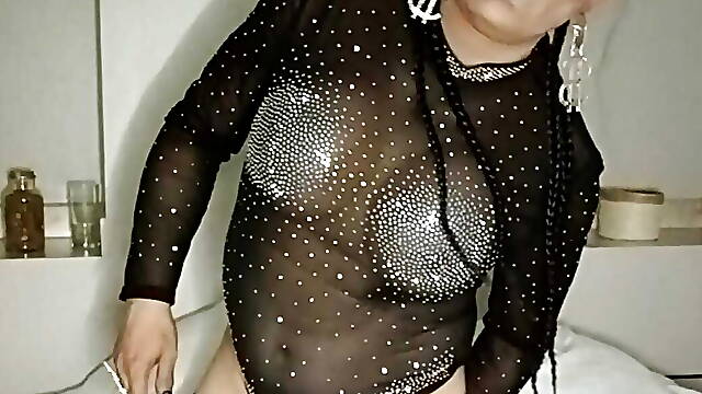 Sexy mature TMILF in tigh high boots and stockings piss and cum for you