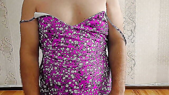 Hot flower short dress hot ladyboy solo dance striptease big butt shemale booty