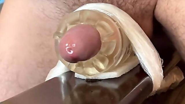 Man Moaning while Fucking Fleshlight and Dirty Talking until Intense Shaking Orgasm and Cum