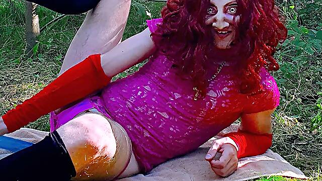 Hot Horny Demon Bitch Having Fun Alone in the Forest