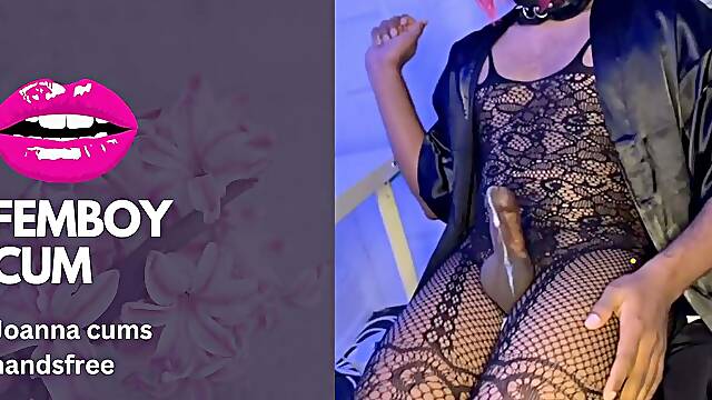 Joanna Sissygasm during a live stream - Sissy Slut Crossdresser Femboy Hands free cum Ruined orgasm cumshot