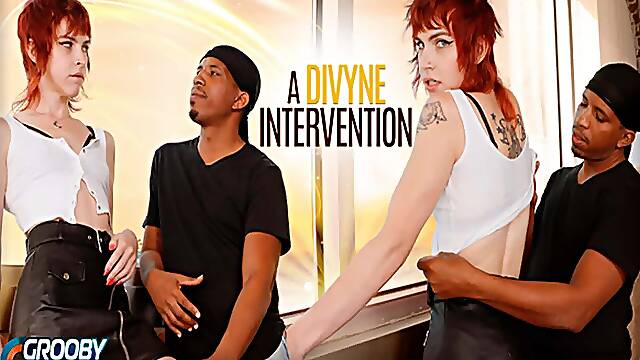 GROOBYGIRLS - Enjoy Dream Divyne Getting Fucked Bareback On The Sofa Here