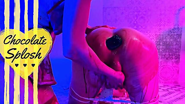 SPLOSH chocolate action and BUTT PLUG for SISSY slut