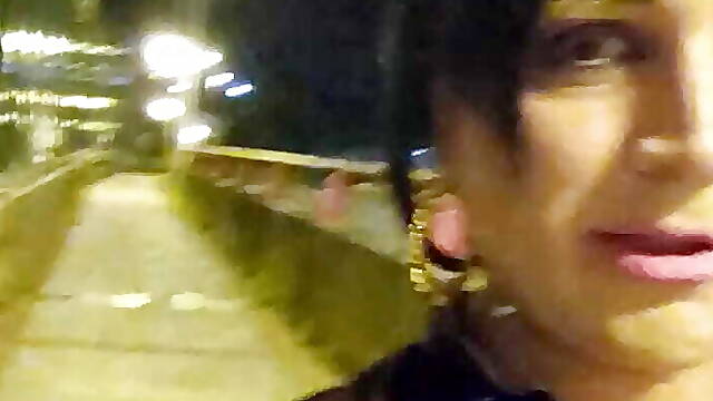 Taniax " Night walks" In public with chastity caged