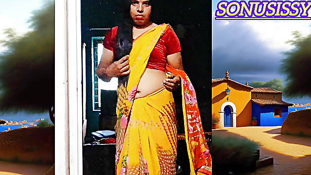 Hot Sonu crossy in yellow saree