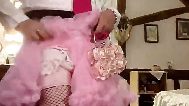 Dressed with a pink frilly petticoat for a night out