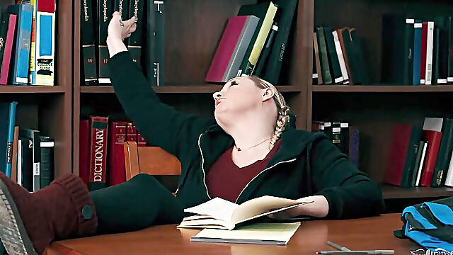 TRANS ANGELS - Librarian Eva Maxim Treats Tall College Guy To An Erotic Footjob Before Giving Him A Hard Anal Pounding