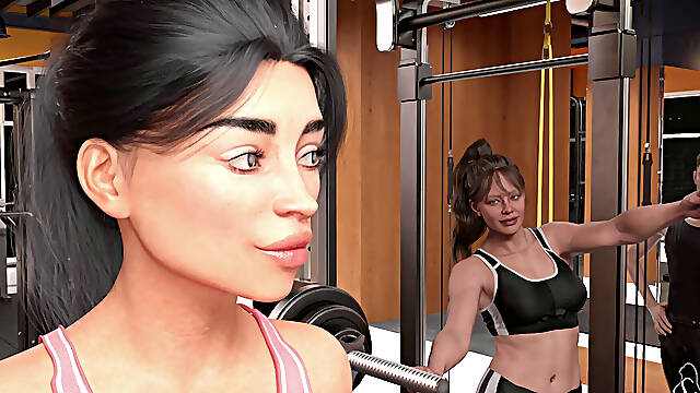 Mrs.Moore Getting Tired of Exercise by Her Futanari Gym Trainer