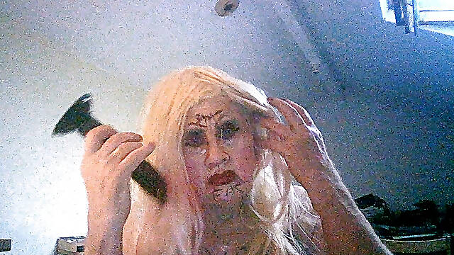 Nasty old spunk bucket Sarahs degradation- smokes, wanks fucks herself, smashes eggs and creamy pies over h