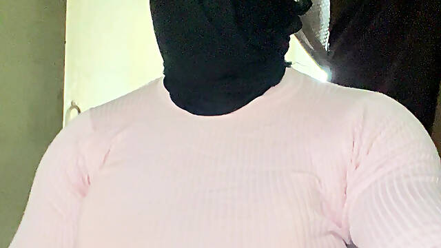 Big tits pink top crossdresser showing boobs