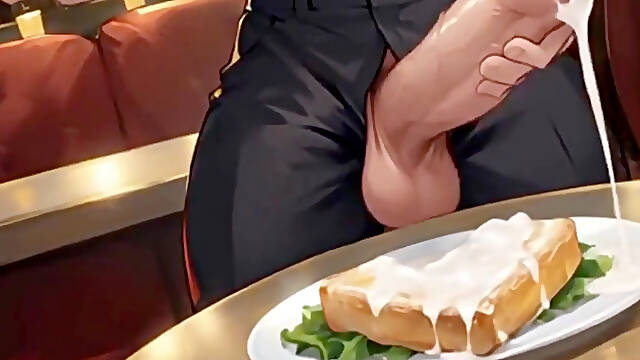 Black Waiter Sucks the Dicks of Customers and Kitchen Colleagues in Front of Everyone. Slide Pics Compilation Hentai