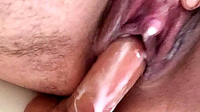 Close up horny transgender male fucking dildo