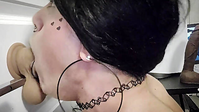 Gothic sissy sucks your dick