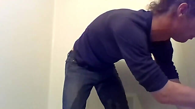 Cute Transgirl Pissing Jeans Intentionally for First Time Fully Clothed