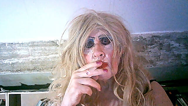 Old fuckpig cumslut slag Sarah smoking like the trashy whore she is