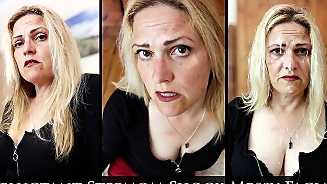 Reluctant Stepmom Shock Messy Facial