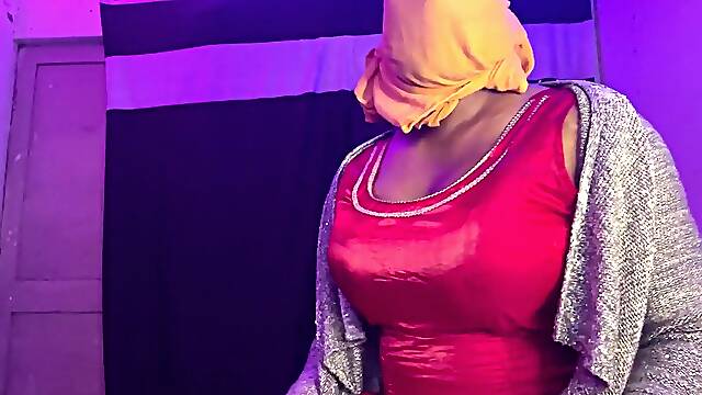 Enormous mammories cross dresser shiny silk taut suit