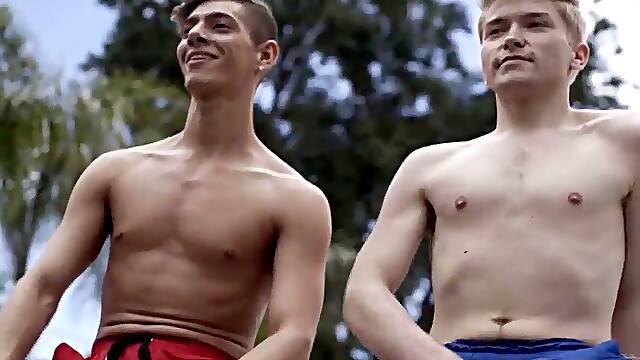Trans Eva interracial three way sans a condom anal invasion on the basketball court